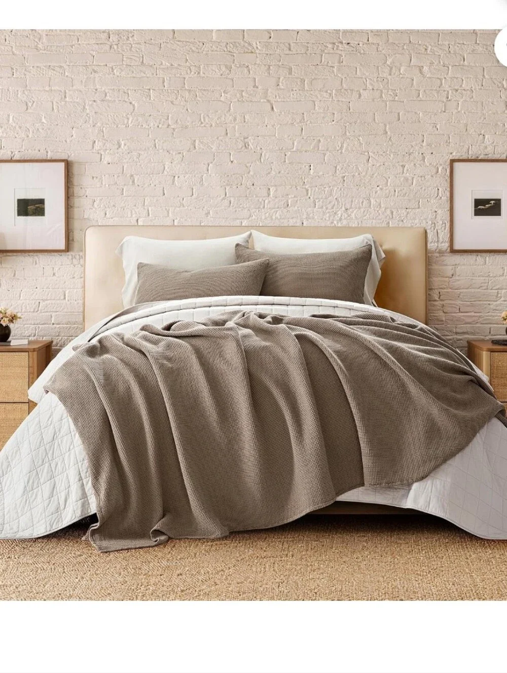 EverGrace 100% Cotton Waffle Bed Blanket Queen Soft Premium Cotton Coverlet New